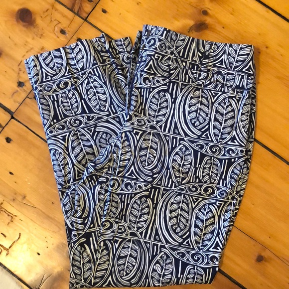 Navy Print ankle pants - Picture 1 of 3
